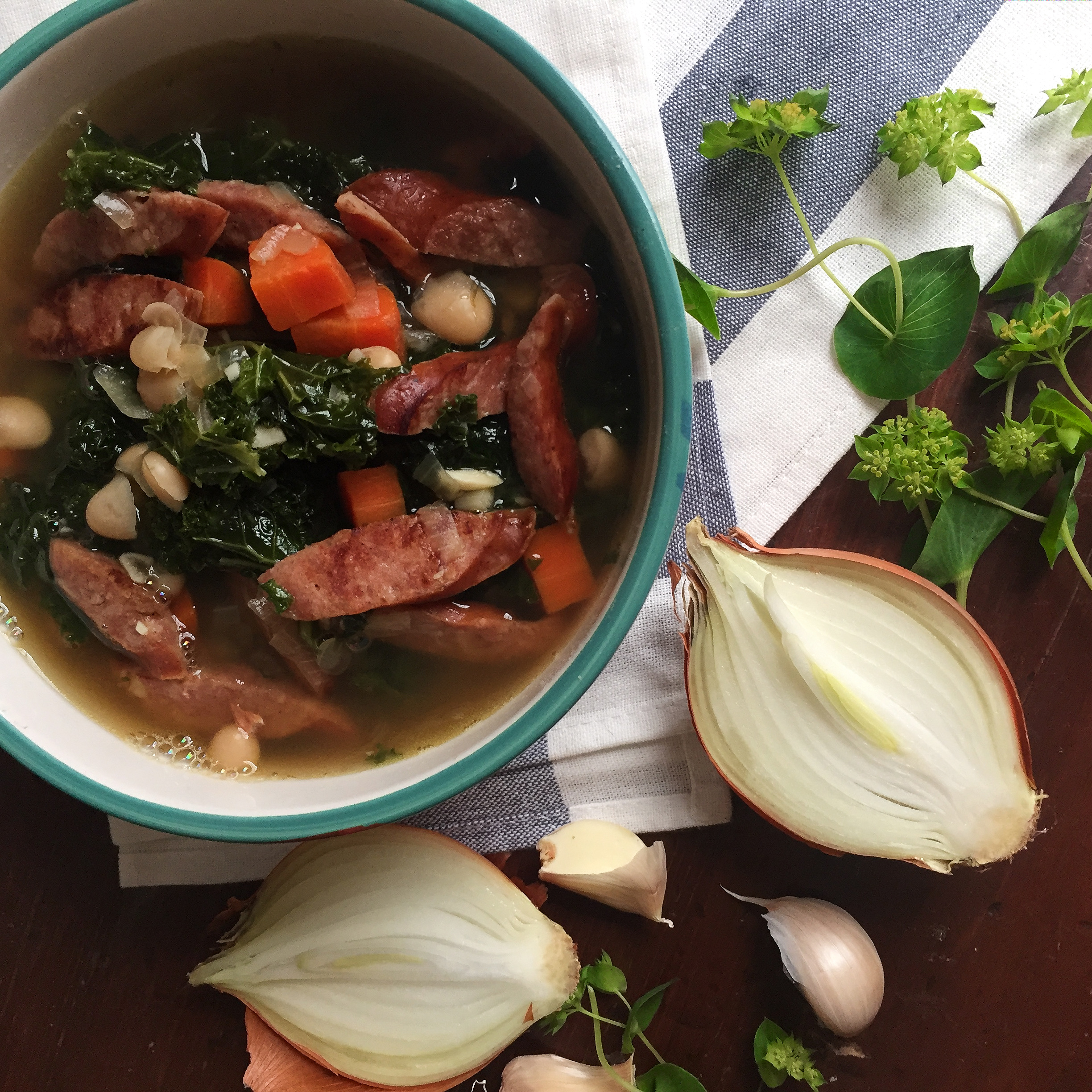 Tuscan Kale, Sausage, and White Bean soup
