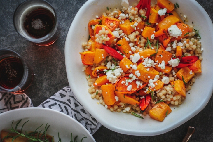Couscous with Roasted Butternut Squash and Feta Cheese
